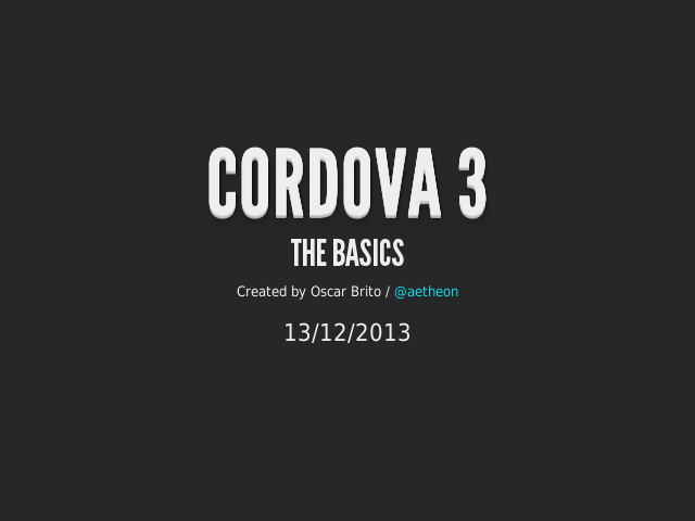 Cordova 3 – The basics