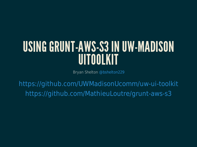 Using grunt-aws-s3 in UW-Madison UIToolkit