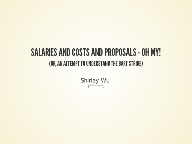 Salaries and costs and proposals - oh my!