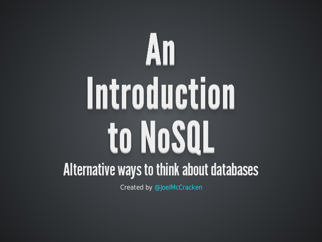 An – Introduction – to NoSQL