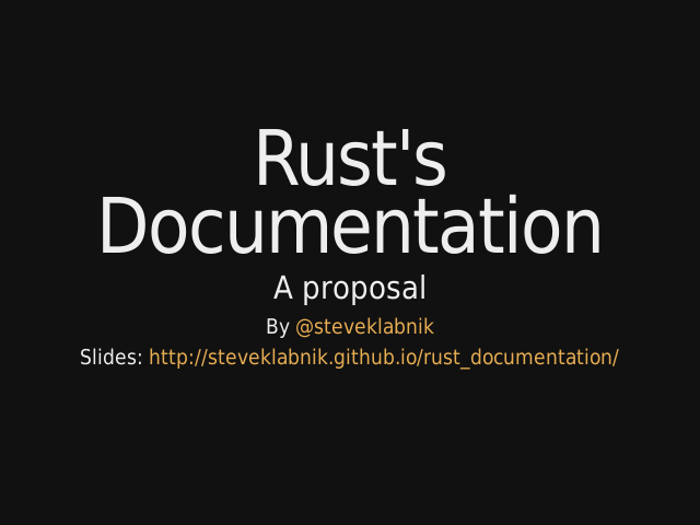 Rust'sDocumentation – A proposal – Intro