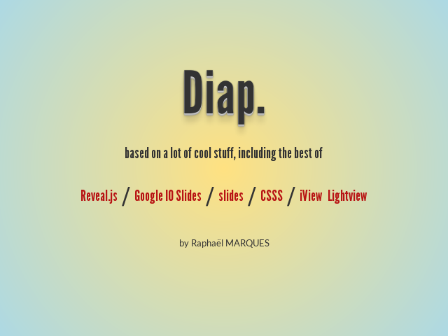 Diap. – Reveal.js / Google IO Slides / slides / CSSS / iView Lightview – Toggle the slide counter