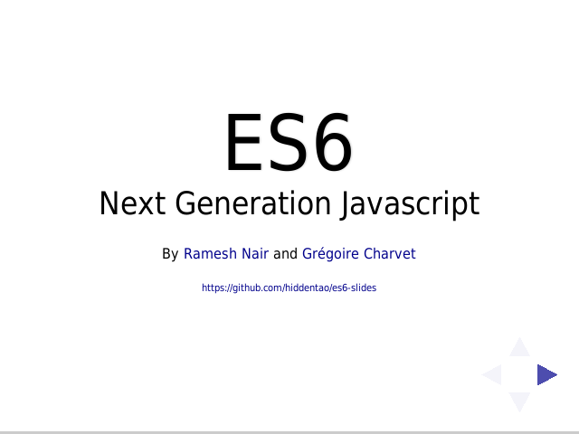 ES6 – Next Generation Javascript – Vertical Slides