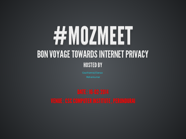 #MozMeet – Bon Voyage towards Internet Privacy