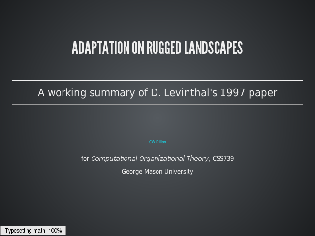 Adaptation on Rugged Landscapes