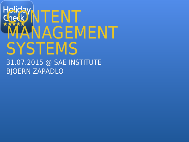 Content Management Systems –  @ SAE Institute – Bjoern Zapadlo