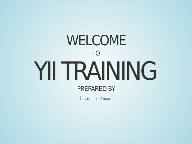 Welcome – Yii Training