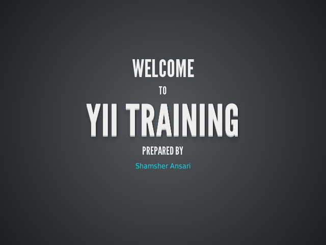 Welcome – Yii Training