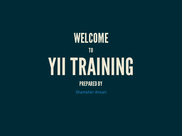 Welcome – Yii Training