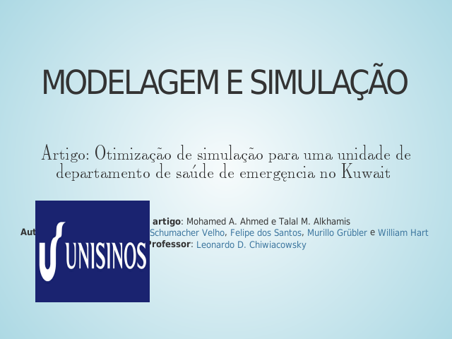 Modelagem e simulação – Introdução – Descrição do sistema