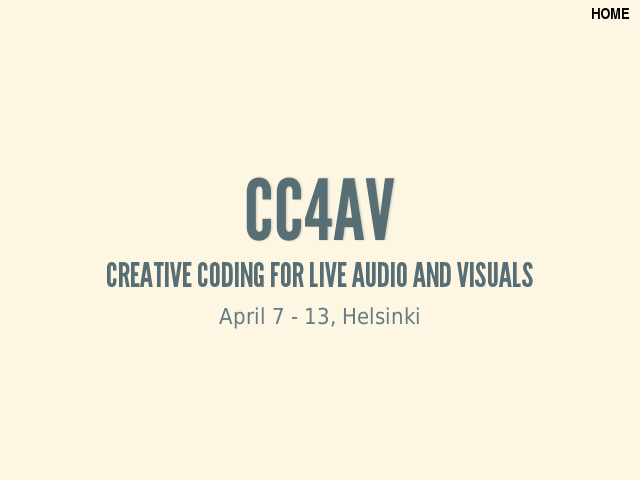 CC4AV – Creative Coding for Live Audio and Visuals