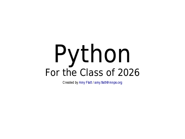 Python – For the Class of 2026 – Three components