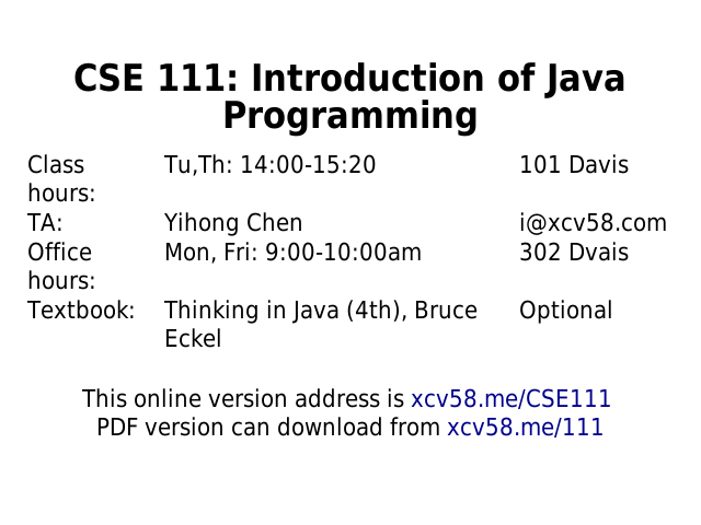 CSE 111: Introduction of Java Programming