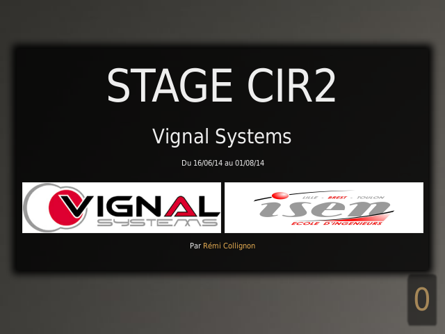 STAGE CIR2 – Vignal Systems – Plan de la présentation