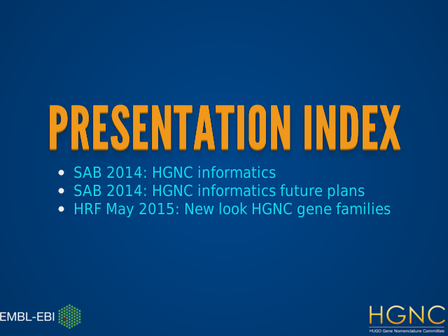 Presentation Index