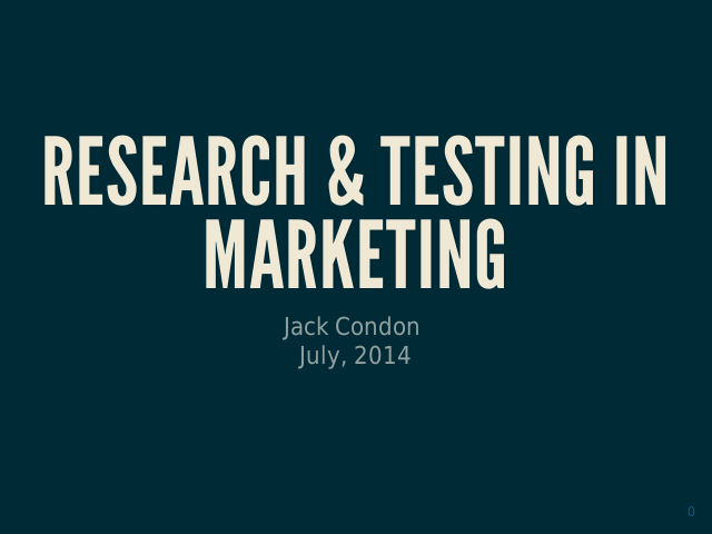 Research & Testing in Marketing – Test Group