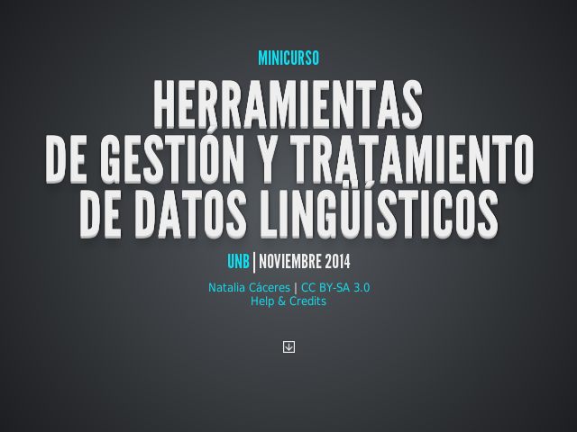 Herramientasde gestión y tratamientode datos lingüísticos
	                    UnB | Noviembre 2014
						 – Menu – 
							Tipología de herramientasGuía para ToolboxHelp & Credits