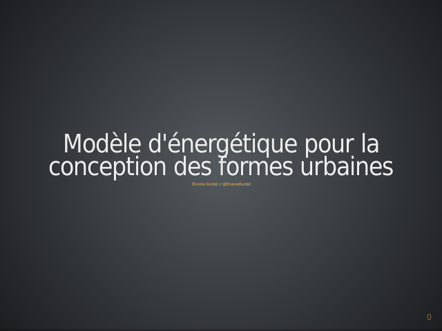 Modèle d'énergétique pour la conception des formes urbaines