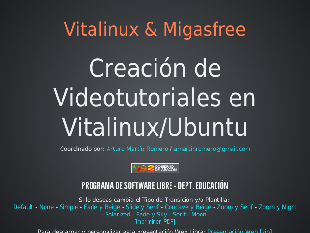 VITALINUX & MIGASFREE  – Creación de Videotutoriales en Vitalinux/Ubuntu – Infraestructura de la Red - Servicio Migasfree