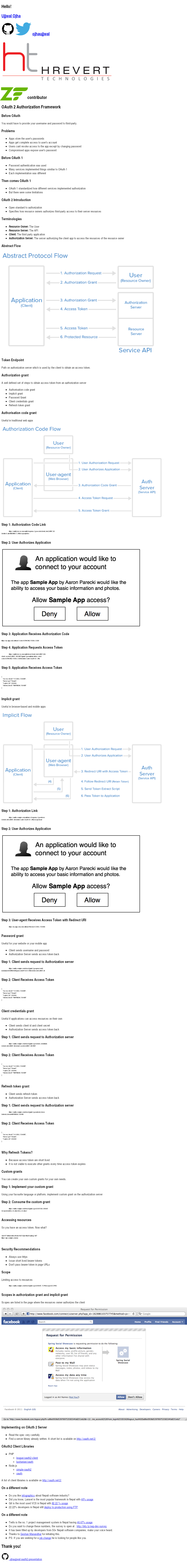 Hello!
             – Authorisation code grant – Implicit grant