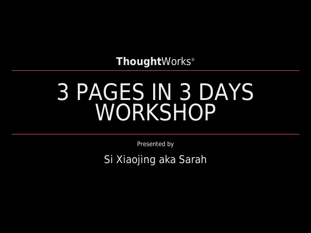 3 Pages in 3 Days Workshop – Front-end technology – HTML