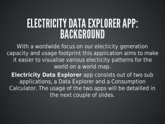 Electricity Data Explorer App: Background