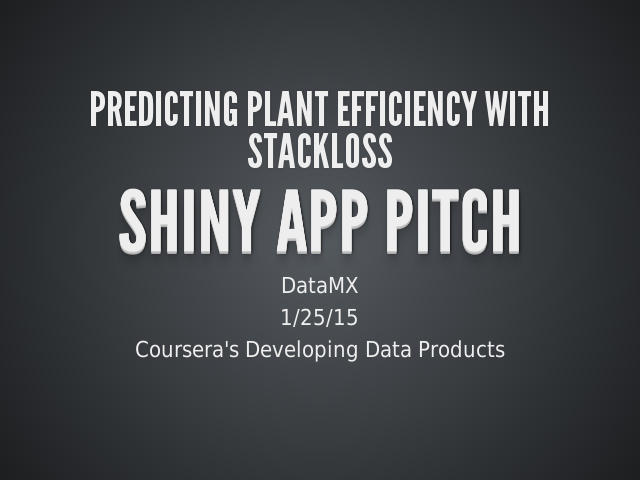 Predicting Plant Efficiency with Stackloss – Shiny App Pitch