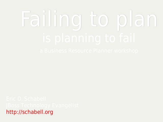 Failing to plan – is planning to fail