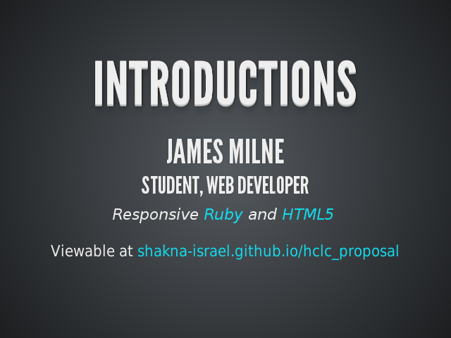 Introductions – James Milne – Student, Web Developer