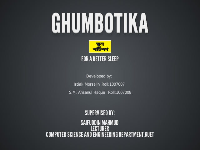 GhumBotika   – Data Collection & Analysis – Part 3: Relaxation