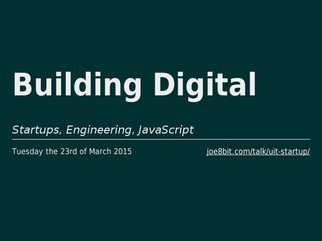 Building Digital – Startups, Engineering, JavaScript