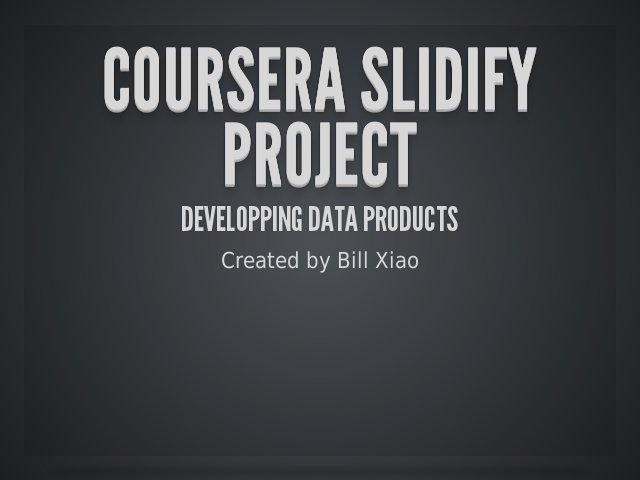 Coursera Slidify Project – Developping Data Products