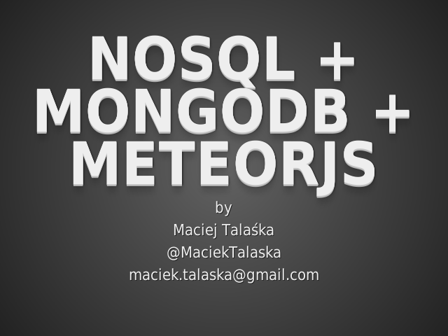 NoSQLMongoDBMeteor