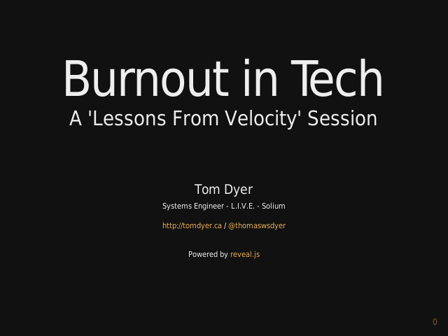 Burnout in Tech – A 'Lessons From Velocity' Session