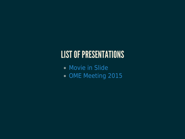 List of presentations