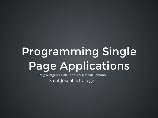 Programming Single Page Applications