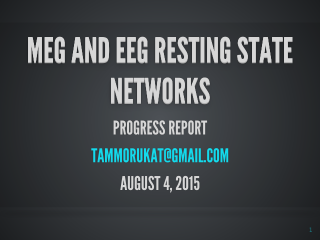 MEG and EEG Resting State Networks – Tammo Rukat – tammorukat@gmail.com