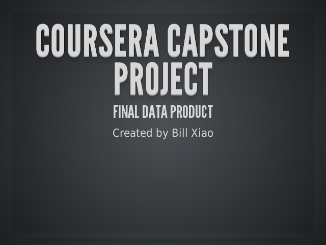 Coursera Capstone Project – Final Data Product