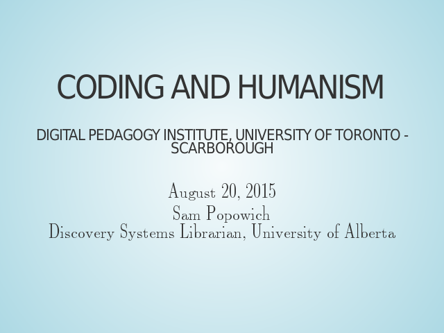 Coding and Humanism