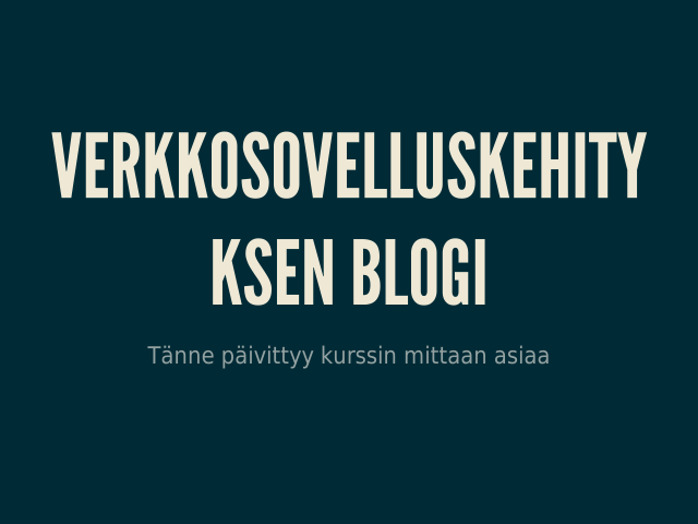 Verkkosovelluskehityksen blogi