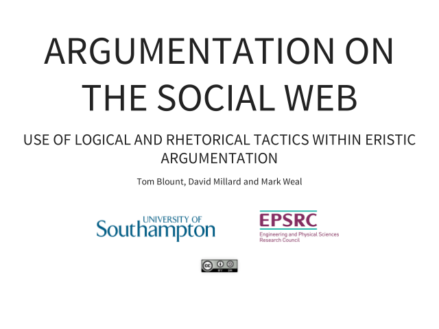 Argumentation on the Social Web – Problem Space: The Good – Argumentation