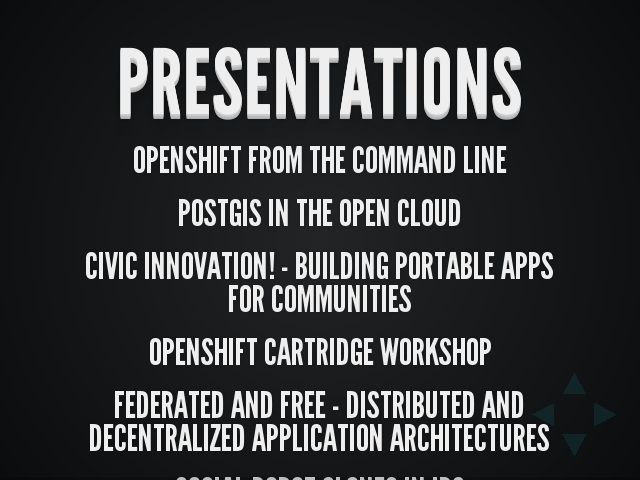 Presentations – OpenShift from the Command Line – PostGIS in the Open Cloud