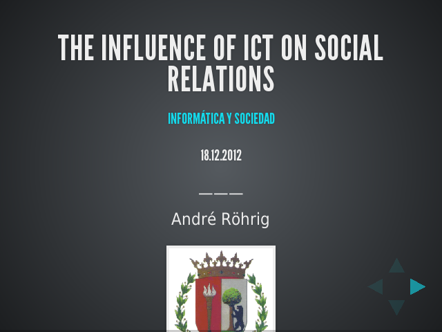 The Influence of ICT on Social Relations – Informática y Sociedad – 18.12.2012