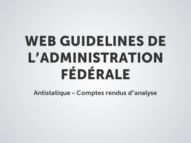Web Guidelines de l’administration fédérale